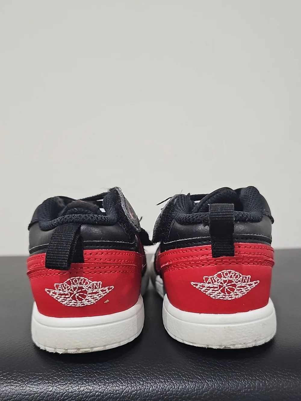 Nike Air Jordan 1 Low Kids Black and Red Low-Top Sneakers Size TD9